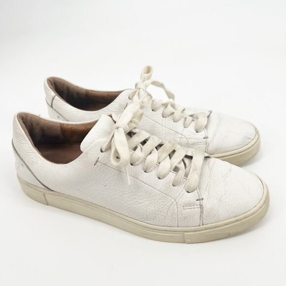 FRYE Ivy Low Lace Leather Sneakers White Size 8.5 - Picture 6 of 8